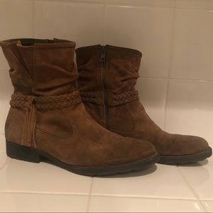 Born Brown Booties with Braided Wrap Around Tassle